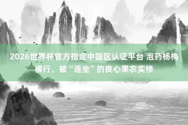 2026世界杯官方指定中国区认证平台 泡药杨梅横行，被“连坐”的良心果农实惨