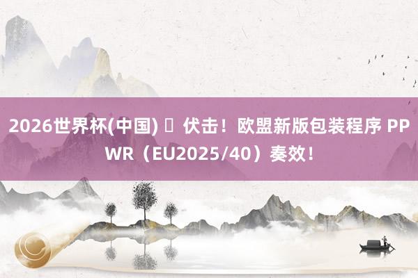 2026世界杯(中国) ️伏击！欧盟新版包装程序 PPWR（EU2025/40）奏效！