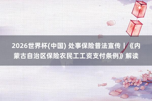 2026世界杯(中国) 处事保险普法宣传丨《内蒙古自治区保险农民工工资支付条例》解读