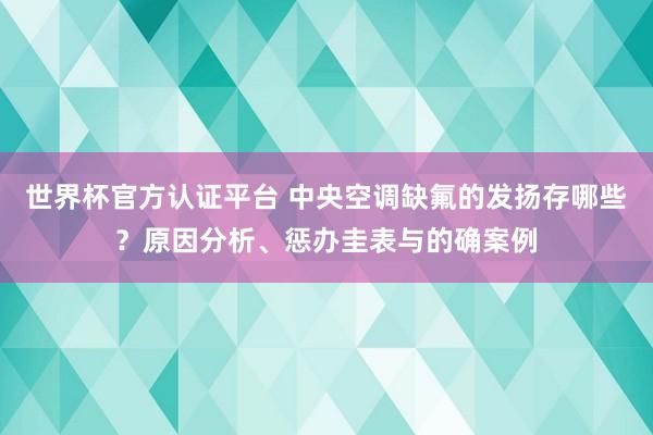 世界杯官方认证平台 中央空调缺氟的发扬存哪些？原因分析、惩办圭表与的确案例