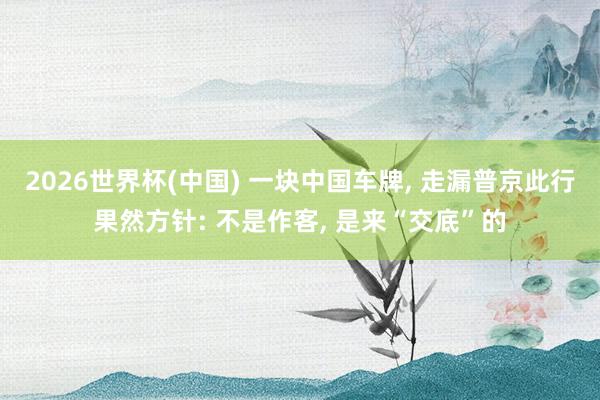 2026世界杯(中国) 一块中国车牌， 走漏普京此行果然方针: 不是作客， 是来“交底”的