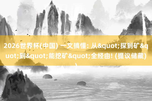 2026世界杯(中国) 一文搞懂: 从"探到矿"到"能挖矿"全经由! (提议储藏)