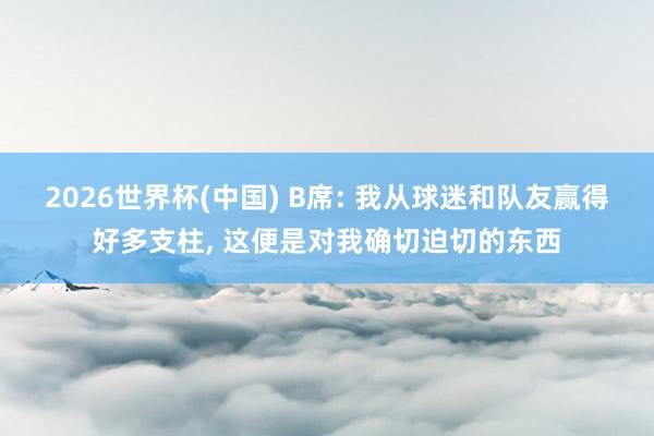 2026世界杯(中国) B席: 我从球迷和队友赢得好多支柱， 这便是对我确切迫切的东西