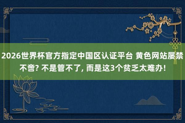 2026世界杯官方指定中国区认证平台 黄色网站屡禁不啻? 不是管不了， 而是这3个贫乏太难办!