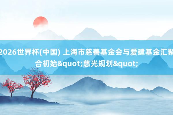 2026世界杯(中国) 上海市慈善基金会与爱建基金汇聚合初始"慈光规划"