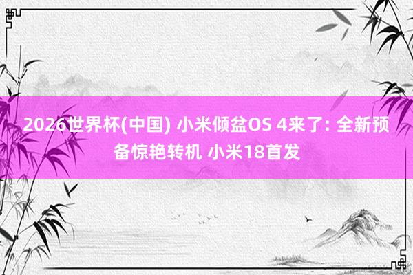 2026世界杯(中国) 小米倾盆OS 4来了: 全新预备惊艳转机 小米18首发