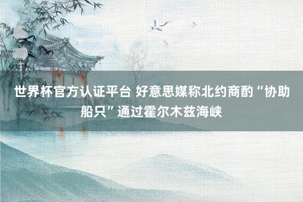 世界杯官方认证平台 好意思媒称北约商酌“协助船只”通过霍尔木兹海峡