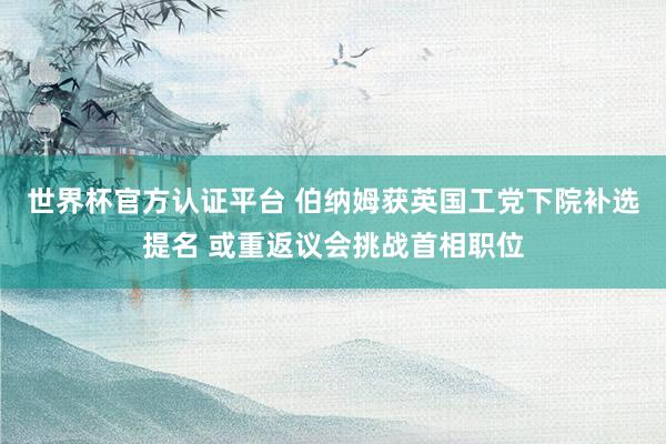 世界杯官方认证平台 伯纳姆获英国工党下院补选提名 或重返议会挑战首相职位