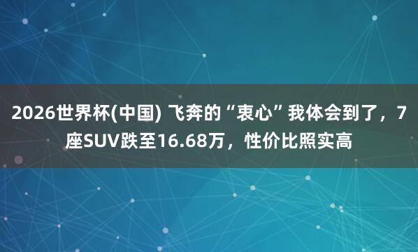 2026世界杯(中国) 飞奔的“衷心”我体会到了，7座SUV跌至16.68万，性价比照实高