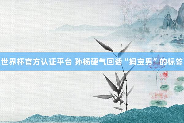 世界杯官方认证平台 孙杨硬气回话“妈宝男”的标签