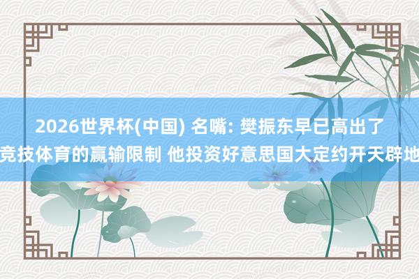 2026世界杯(中国) 名嘴: 樊振东早已高出了竞技体育的赢输限制 他投资好意思国大定约开天辟地