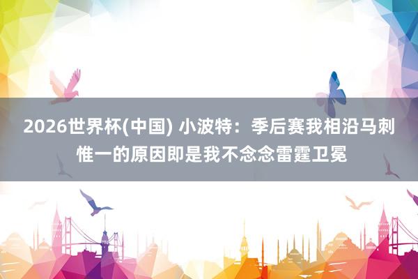 2026世界杯(中国) 小波特：季后赛我相沿马刺 惟一的原因即是我不念念雷霆卫冕