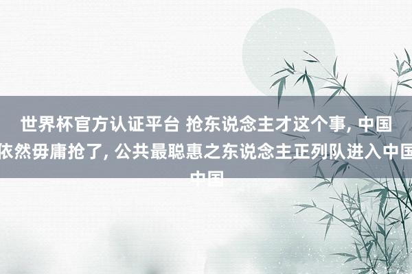世界杯官方认证平台 抢东说念主才这个事， 中国依然毋庸抢了， 公共最聪惠之东说念主正列队进入中国