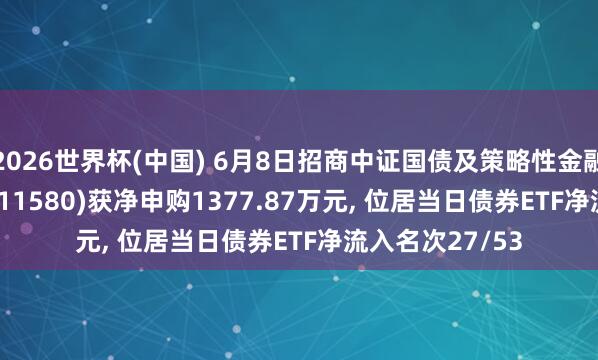 2026世界杯(中国) 6月8日招商中证国债及策略性金融债0-3年ETF(511580)获净申购1377.87万元， 位居当日债券ETF净流入名次27/53