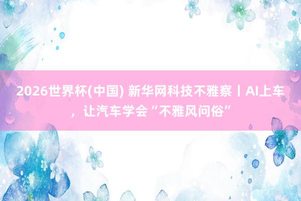 2026世界杯(中国) 新华网科技不雅察丨AI上车，让汽车学会“不雅风问俗”