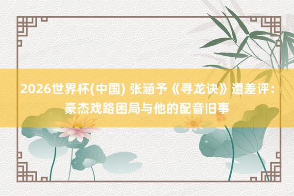 2026世界杯(中国) 张涵予《寻龙诀》遭差评：豪杰戏路困局与他的配音旧事