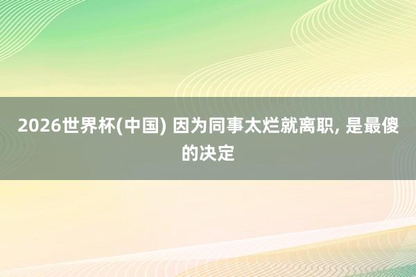2026世界杯(中国) 因为同事太烂就离职， 是最傻的决定