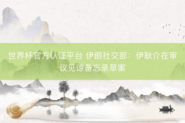 世界杯官方认证平台 伊朗社交部：伊耿介在审议见谅备忘录草案