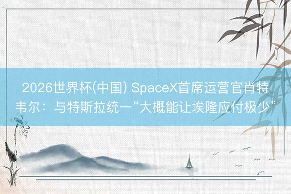 2026世界杯(中国) SpaceX首席运营官肖特韦尔：与特斯拉统一“大概能让埃隆应付极少”