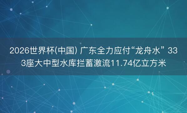 2026世界杯(中国) 广东全力应付“龙舟水” 333座大中型水库拦蓄激流11.74亿立方米
