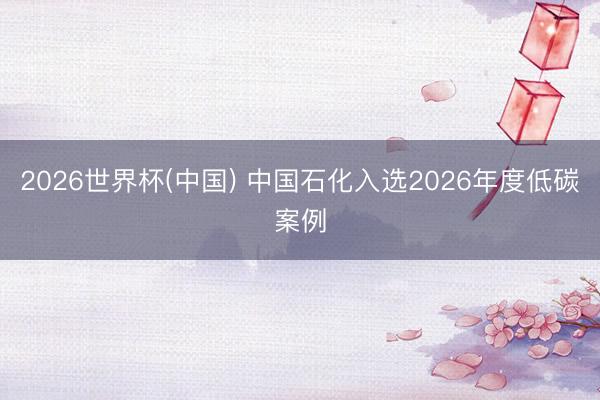 2026世界杯(中国) 中国石化入选2026年度低碳案例